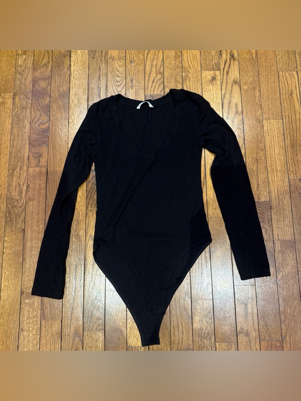 Black Long-Sleeve V-Neck Bodysuit - Women